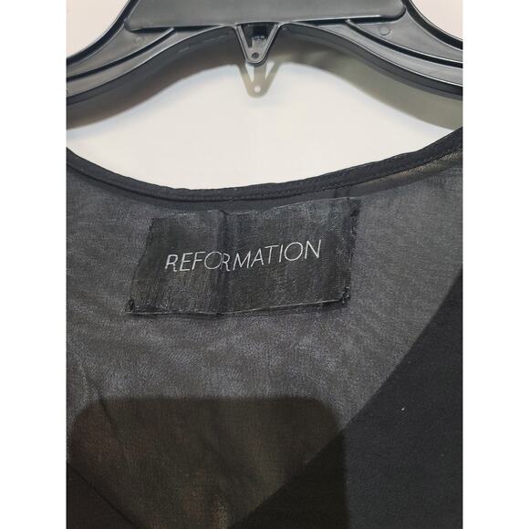 Reformation Sheer Black Scoop V Neck Top XXS Loose Fit - Picture 3 of 5